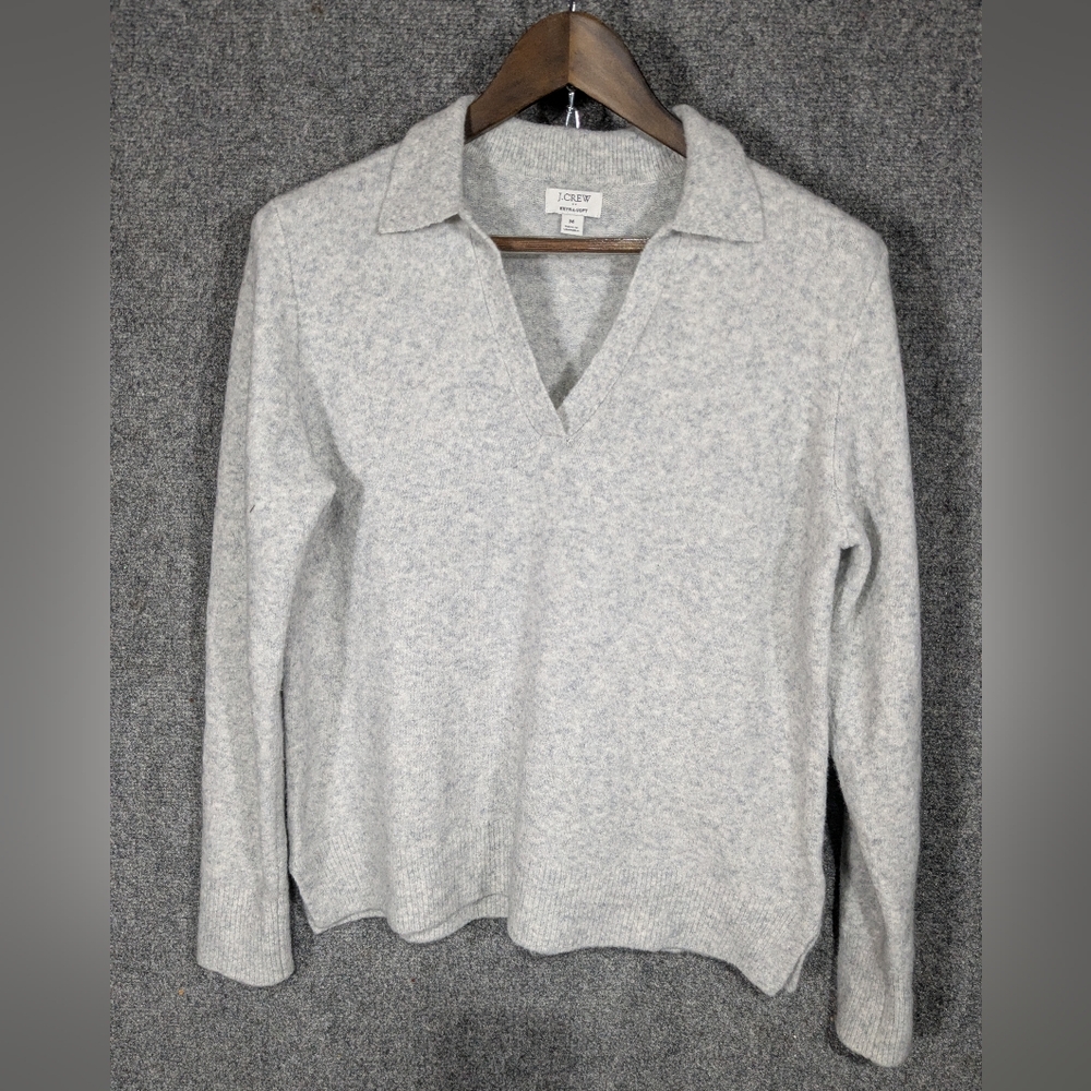 J. Crew Women's Gray V Neck Sweater Extra Soft